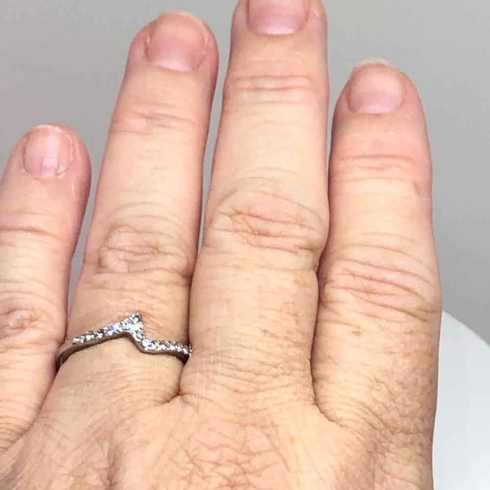 Silver/Cz Wave Stackable Ring - image 8